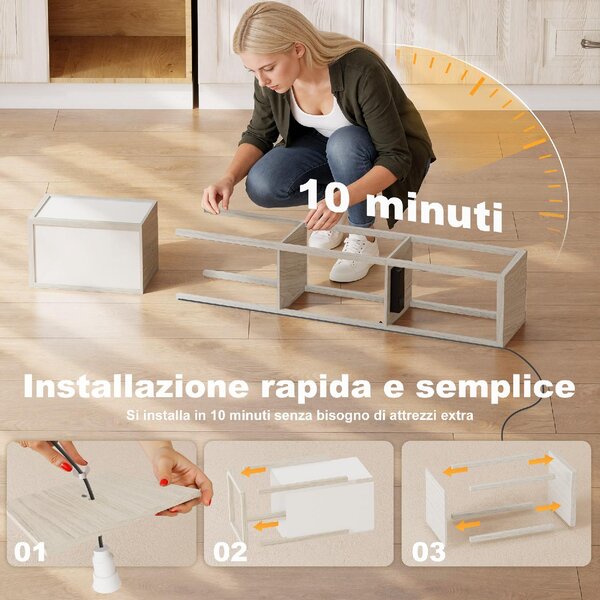 DecHome Lampada da Terra con Ripiani, Luce Regolabile, Interruttore a Pedale e Porte USB colore Bianco e Rovere