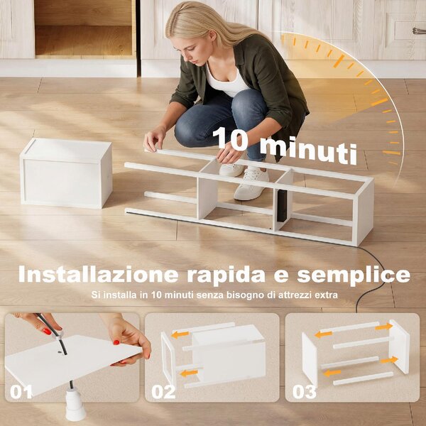DecHome Lampada da Terra con Ripiani, Luce Regolabile, Interruttore a Pedale e Porte USB colore Bianco