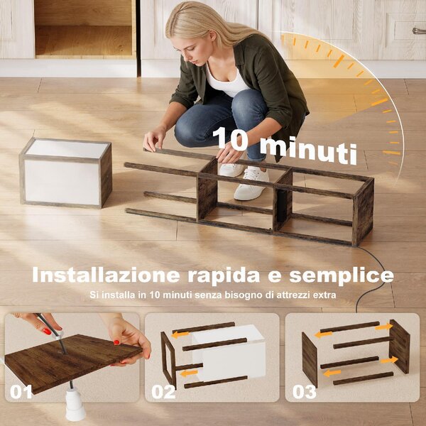 DecHome Lampada da Terra con Ripiani, Luce Regolabile, Interruttore a Pedale e Porte USB colore Marrone