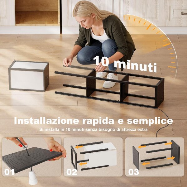 DecHome Lampada da Terra con Ripiani, Luce Regolabile, Interruttore a Pedale e Porte USB colore Nero