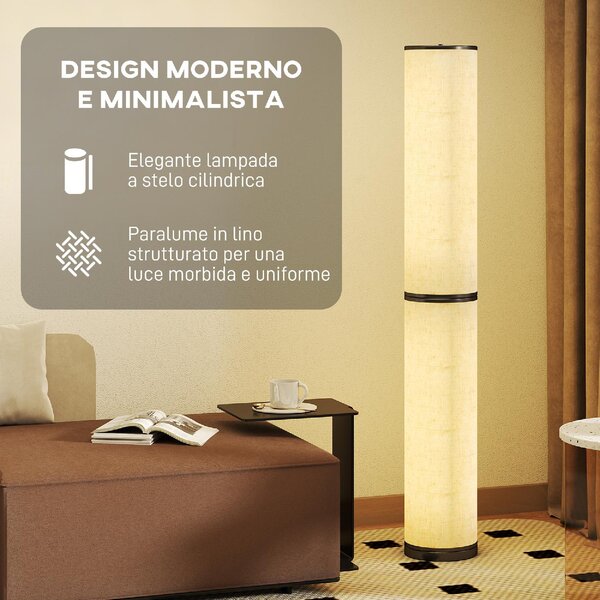 DecHome Lampada da Terra con Telecomando e Regolazione Temperatura 3000-6000K, Paralume in Tessuto 20x135 cm colore Beige
