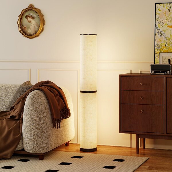 DecHome Lampada da Terra con Telecomando e Regolazione Temperatura 3000-6000K, Paralume in Tessuto 20x135 cm colore Beige