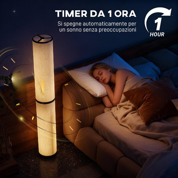 DecHome Lampada da Terra con Telecomando e Regolazione Temperatura 3000-6000K, Paralume in Tessuto 20x135 cm colore Beige