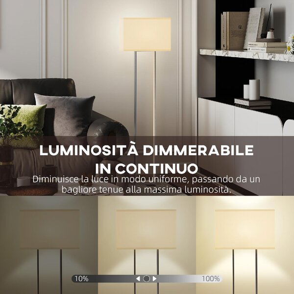 DecHome Lampada da Terra da 150 cm con 3 Modalit Luminosit Regolabile e Interruttore a Pedale colore Bianco
