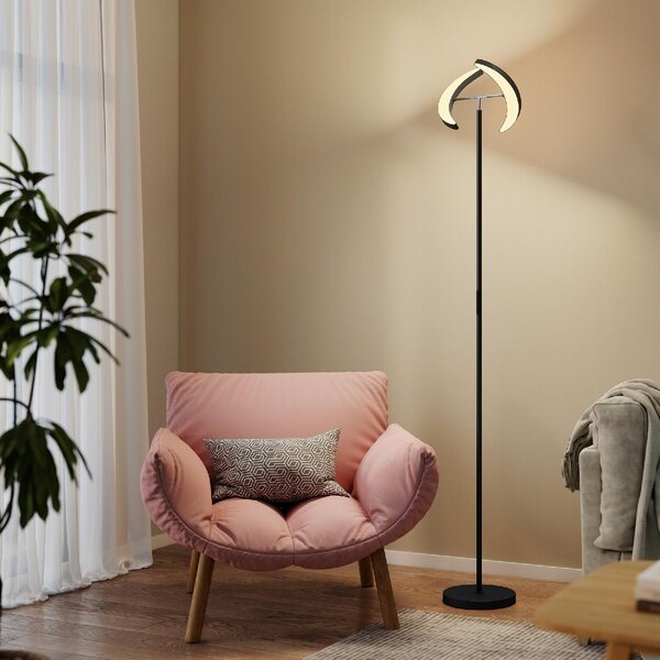 DecHome Lampada da Terra Dimmerabile 2700K-6000K con Telecomando e Doppia Testa Girevole a 350 colore Nero