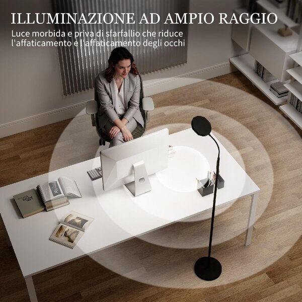 DecHome Lampada da Terra LED con Telecomando, Testa Girevole, Regolazione Luminosit e Temperatura colore Nero