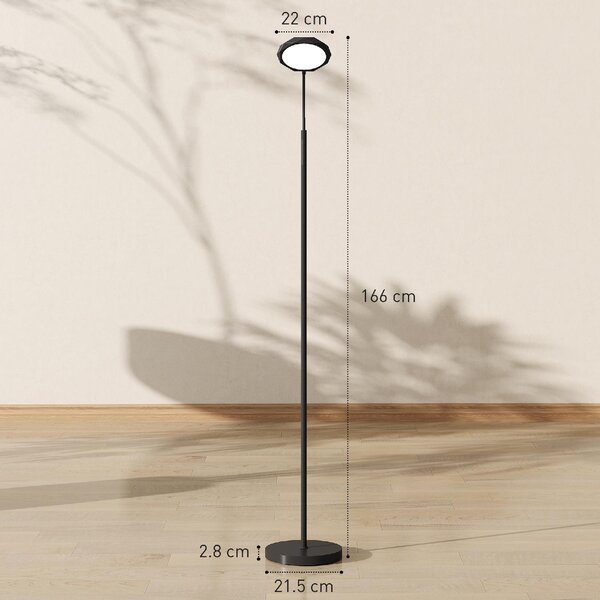 DecHome Lampada da Terra LED con Telecomando, Testa Girevole, Regolazione Luminosit e Temperatura colore Nero