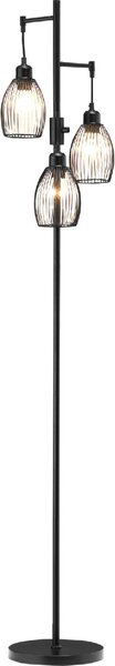 DecHome Lampada da Terra Industriale con 3 Paralumi e Intensit Regolabile, in Acciaio, 30x30x170.5 cm colore Nero