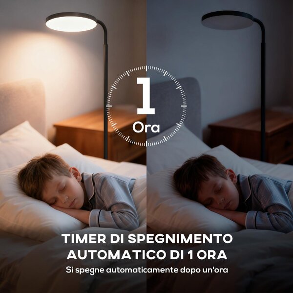 DecHome Lampada da Terra LED con Testa Girevole a 350 e Telecomando Magnetico, Regolazione Continua 3000K-6500K colore Nero