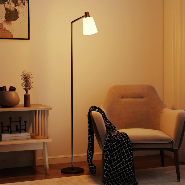 DecHome Lampada da Terra LED con Testa Girevole a 350, Regolazione Temperatura del colore 3000K/4000K/6500K colore Nero