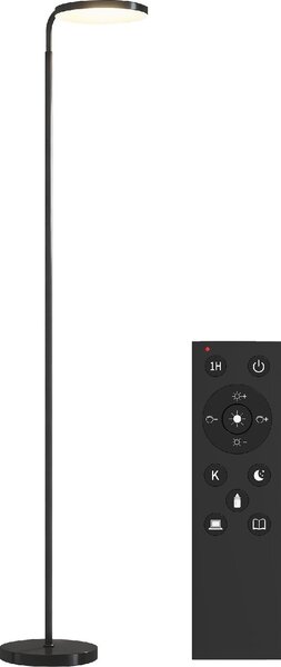 DecHome Lampada da Terra LED con Testa Girevole a 350 e Telecomando Magnetico, Regolazione Continua 3000K-6500K colore Nero