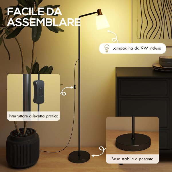DecHome Lampada da Terra LED con Testa Girevole a 350, Regolazione Temperatura del colore 3000K/4000K/6500K colore Nero