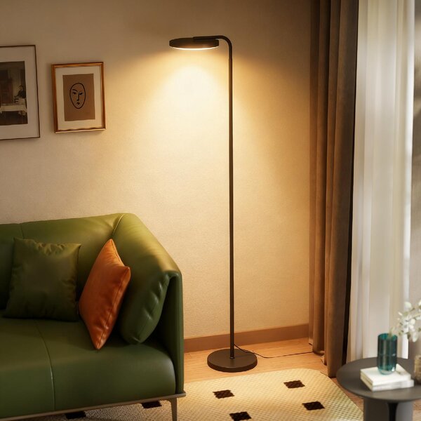 DecHome Lampada da Terra LED con Testa Girevole a 350 e Telecomando Magnetico, Regolazione Continua 3000K-6500K colore Nero