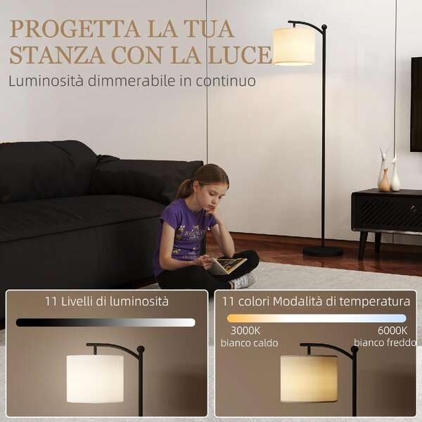 DecHome Lampada da Terra LED Dimmerabile con Telecomando 11 Temperature e 11 Luminosit Timer 60 Minuti colore Nero