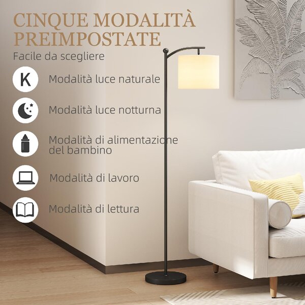 DecHome Lampada da Terra LED Dimmerabile con Telecomando 11 Temperature e 11 Luminosit Timer 60 Minuti colore Nero