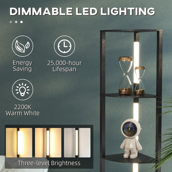DecHome Lampada da Terra LED Moderna con 4 Ripiani colore Nero