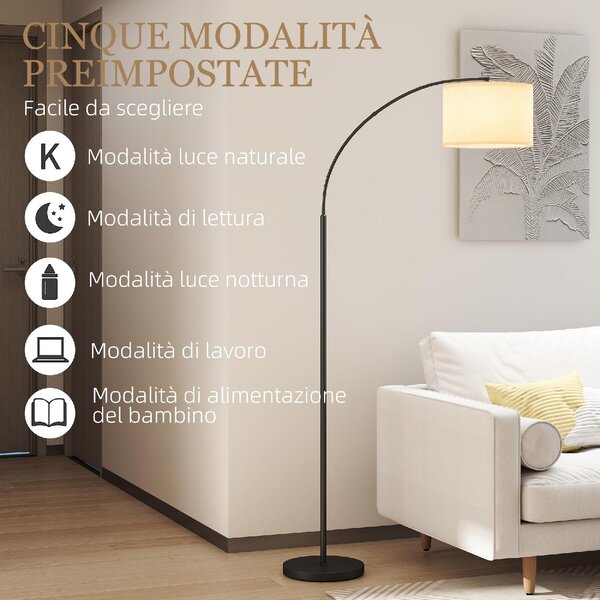 DecHome Lampada da Terra LED Regolabile con Telecomando 11 Temperature e 11 Luminosit Timer 1H Girevole colore Nero