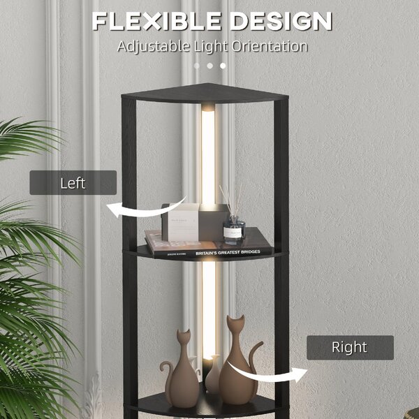 DecHome Lampada da Terra LED Moderna con 4 Ripiani colore Nero