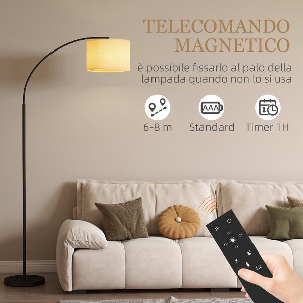 DecHome Lampada da Terra LED Regolabile con Telecomando 11 Temperature e 11 Luminosit Timer 1H Girevole colore Nero