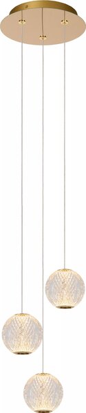 Lampada a sospensione rotonda tripla sfera di cristallo oro CINTRA LED 12.6W Lucide