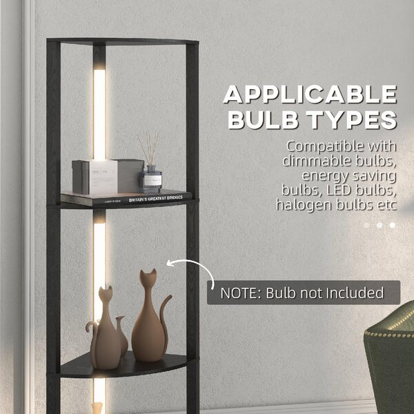 DecHome Lampada da Terra LED Moderna con 4 Ripiani colore Nero