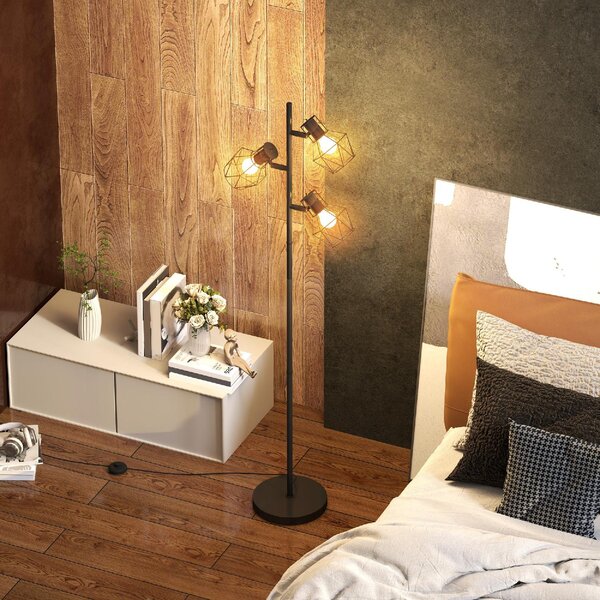 DecHome Lampada da Terra Moderna 3 Luci Regolabili Piantana in Metallo colore Nero