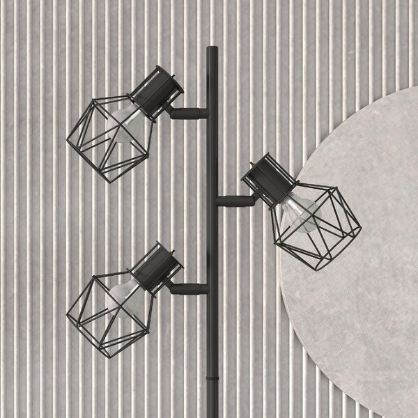 DecHome Lampada da Terra Moderna 3 Luci Regolabili Piantana in Metallo colore Nero