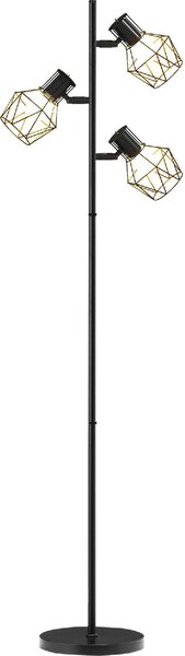 DecHome Lampada da Terra Moderna 3 Luci Regolabili Piantana in Metallo colore Nero