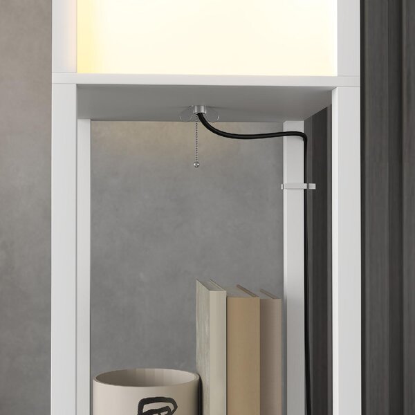 DecHome Lampada da Terra Moderna con 2 Paralumi e 2 Ripiani colore Bianco