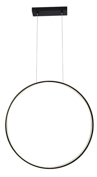 Lampada a sospensione moderna nera con anello verticale Ø87 cm, luce calda, AGARO LED 27W Shilo