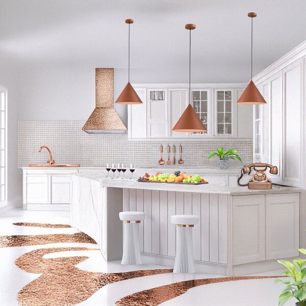 Lampadario conico perenz iconic 8406 e e27 led 40cm terracotta - Perenz
