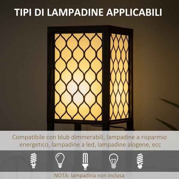 DecHome Lampada da Terra Moderna con 2 Paralumi e 2 Ripiani colore Nero