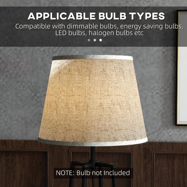 DecHome Lampada da Terra Moderna con 2 Ripiani Paralume in Tessuto Beige in Metallo e MDF colore Nero Marrone