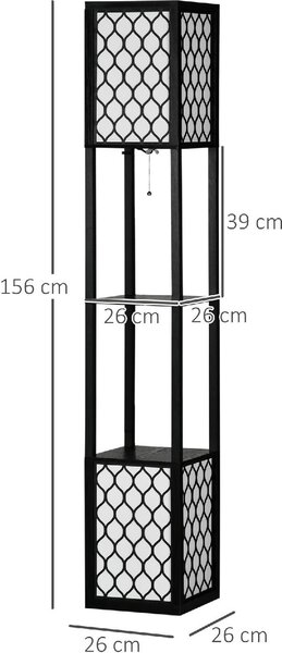 DecHome Lampada da Terra Moderna con 2 Paralumi e 2 Ripiani colore Nero