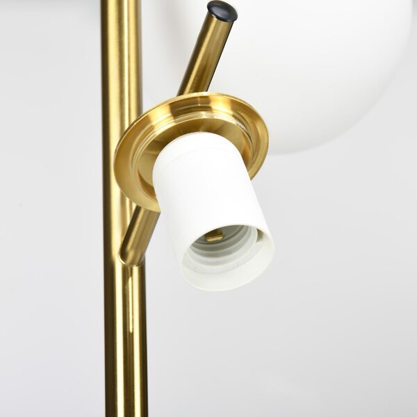 DecHome Lampada da Terra Moderna con 3 Luci in Vetro Piantana in Acciaio colore Oro