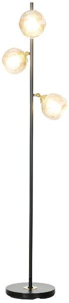 DecHome Lampada da Terra Moderna con 3 Luci in Vetro Piantana in Metallo colore Nero e Grigio