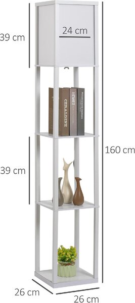 DecHome Lampada da Terra Moderna con 3 Ripiani colore Bianco