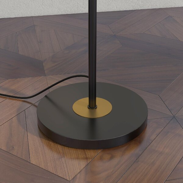 DecHome Lampada da Terra Moderna con 3 Luci in Vetro Piantana in Metallo colore Nero e Grigio