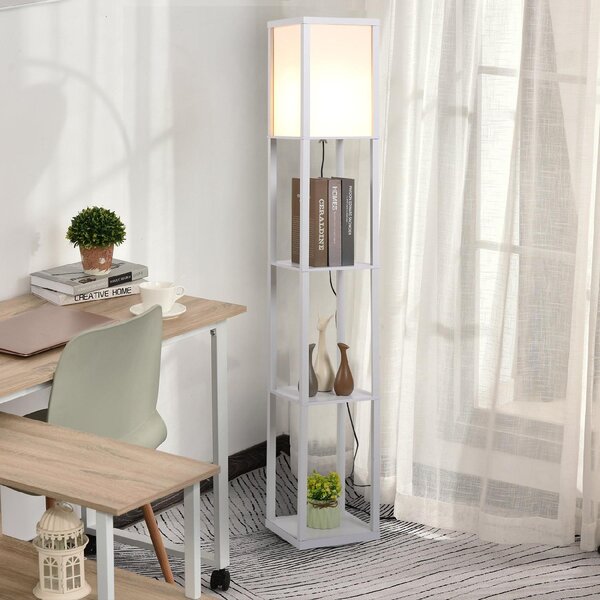 DecHome Lampada da Terra Moderna con 3 Ripiani colore Bianco