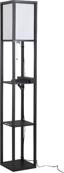 DecHome Lampada da Terra Moderna con 3 Ripiani e 2 ingressi USB Paralume colore Bianco colore Nero