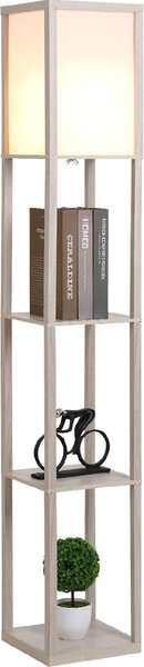 DecHome Lampada da Terra Moderna con 3 Ripiani colore Rovere