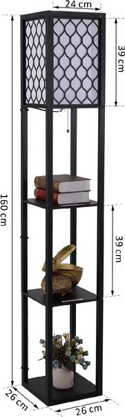 DecHome Lampada da Terra Moderna con 3 Ripiani colore Nero - 8336DD
