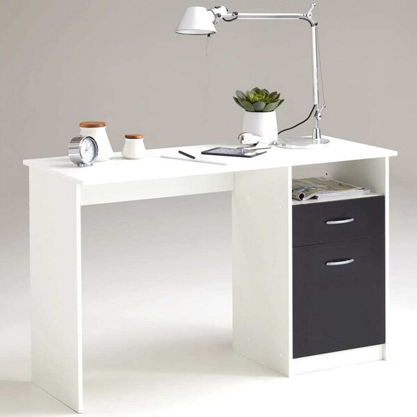 FMD Möbel Scrivania JACKSON - bianco/ nero - Dimensioni: 123 cm x 76,5 cm x 50 cm; 3004-001
