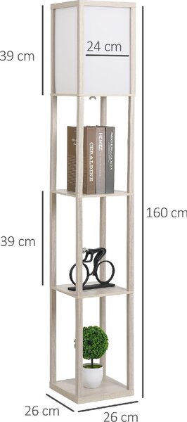 DecHome Lampada da Terra Moderna con 3 Ripiani colore Rovere