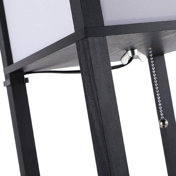 DecHome Lampada da Terra Moderna con 3 Ripiani Paralume Bianco colore Nero