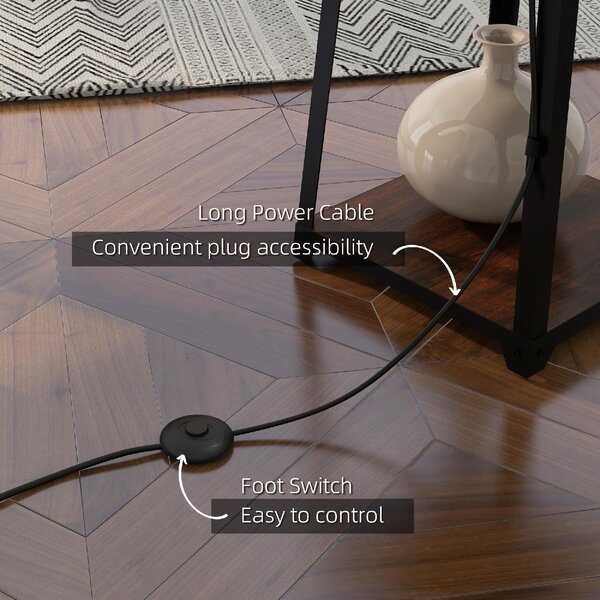 DecHome Lampada da Terra Moderna con 3 Ripiani Paralume in Tessuto Beige in Metallo e MDF colore Nero Marrone