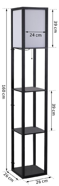 DecHome Lampada da Terra Moderna con 3 Ripiani Paralume Bianco colore Nero