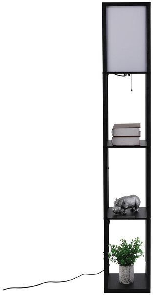 DecHome Lampada da Terra Moderna con 3 Ripiani Paralume Bianco colore Nero