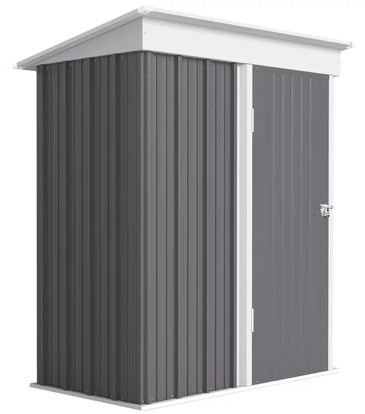 Outsunny Casetta da Giardino con Porta Bloccabile e 2 ripiani regolabili, Porta Attrezzi in Acciaio, 161x95x163/181cm, Grigio | Aosom Italy