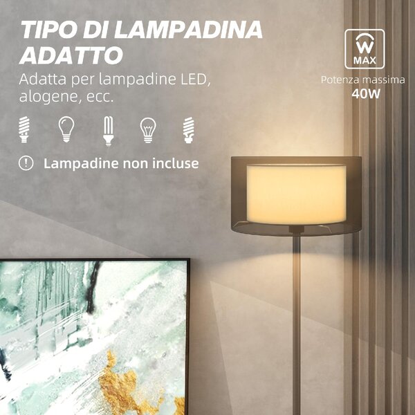 DecHome Lampada da Terra Moderna con Doppio Paralume e Interruttore a Pedale 33 x 152.5 cm colore Nero